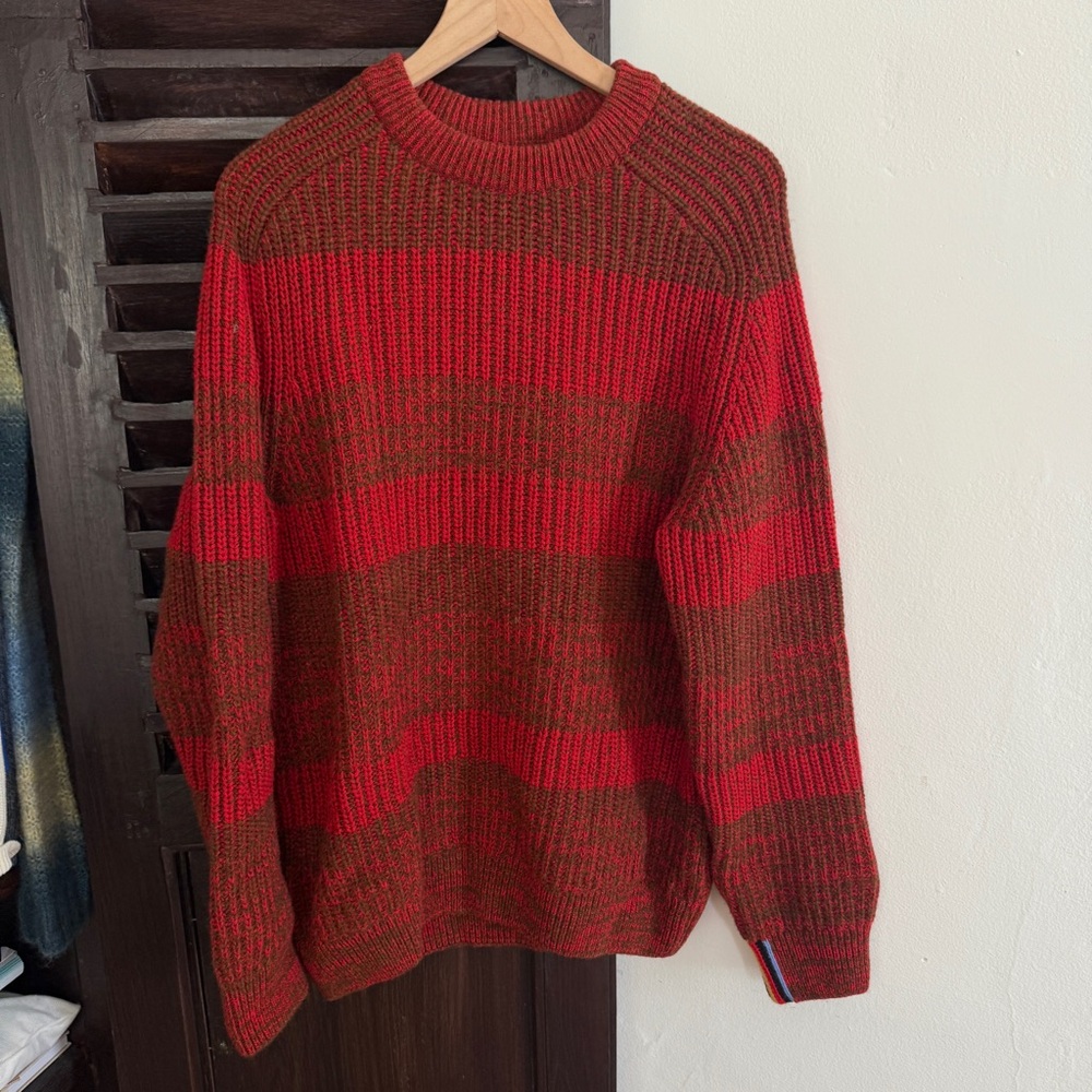 Paul Smith x Barbour Men's Red Striped Crewneck Sweater